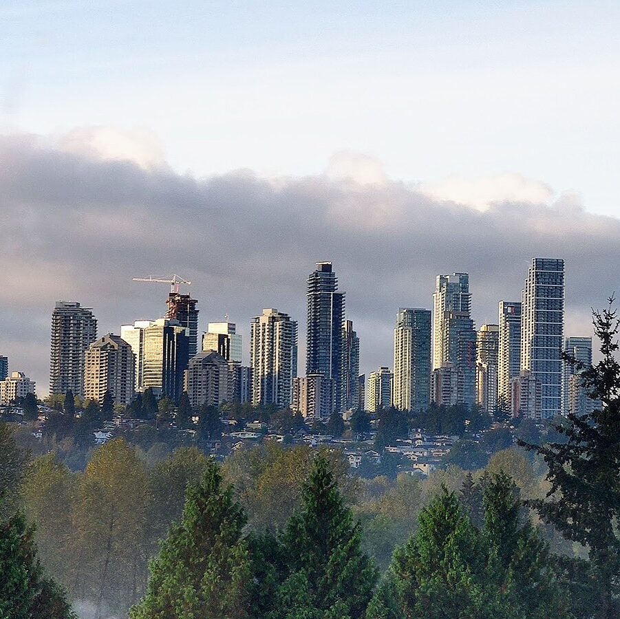 Metrotown and South Burnaby skyline at dusk